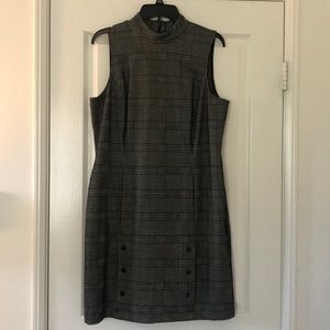 Black, White & Red Plaid Dress w/ Button Details